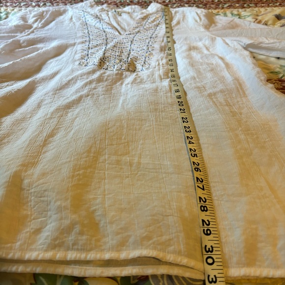Grand & Greene white embellished boho long sleeve sheer blouse Size XL - Picture 6 of 9